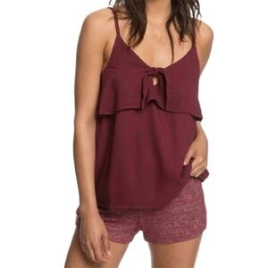 Roxy | NWT Building View Solid Viscose Strappy Ruffle Keyhole Cami Tank Top M